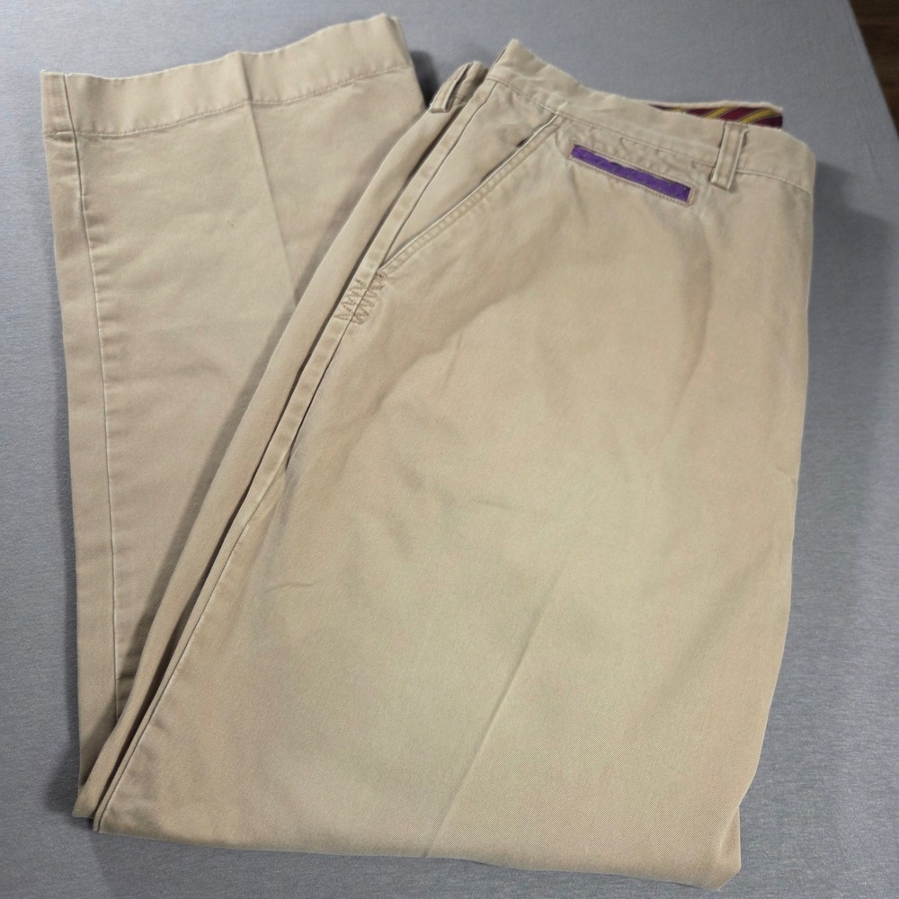 Daniel Cremieux Collection Mens Khaki Chino Pants 40x30 Tan Cotton Straight Leg